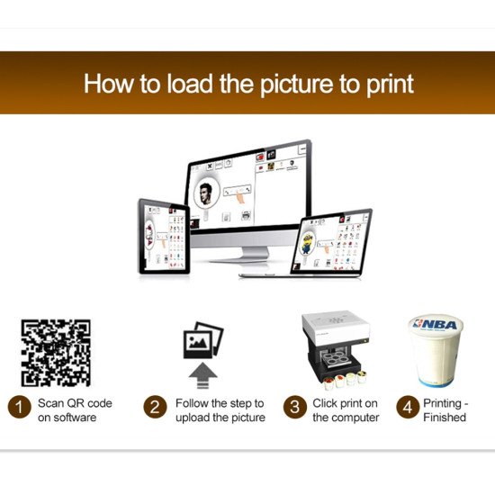 4 Tassen Kaffee Drucker Selfie Foto Lebensmittel Drucker
