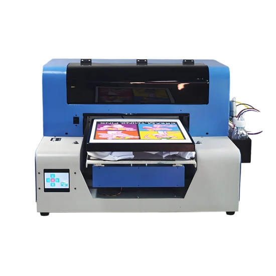 A3 DTG printer printing full-color designs on cotton and polyester T-shirts