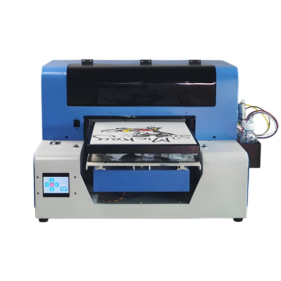 A3 DTG printer printing full-color designs on cotton and polyester T-shirts