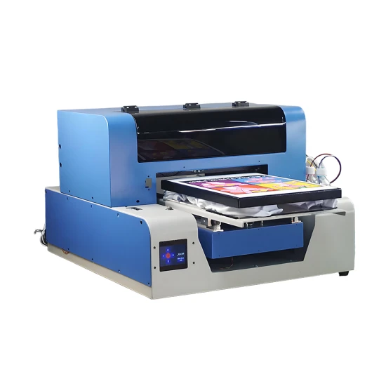 A3 DTG printer printing full-color designs on cotton and polyester T-shirts